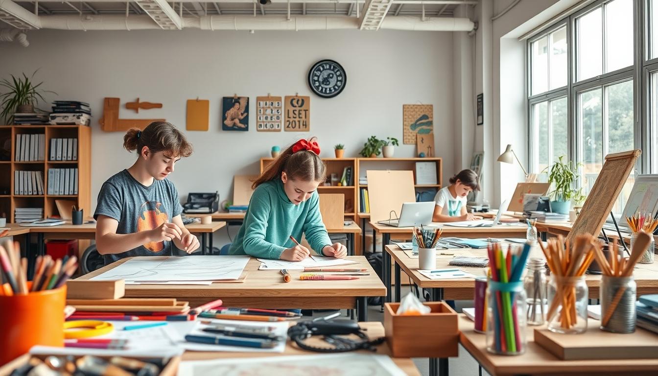 Students collaborating in study space