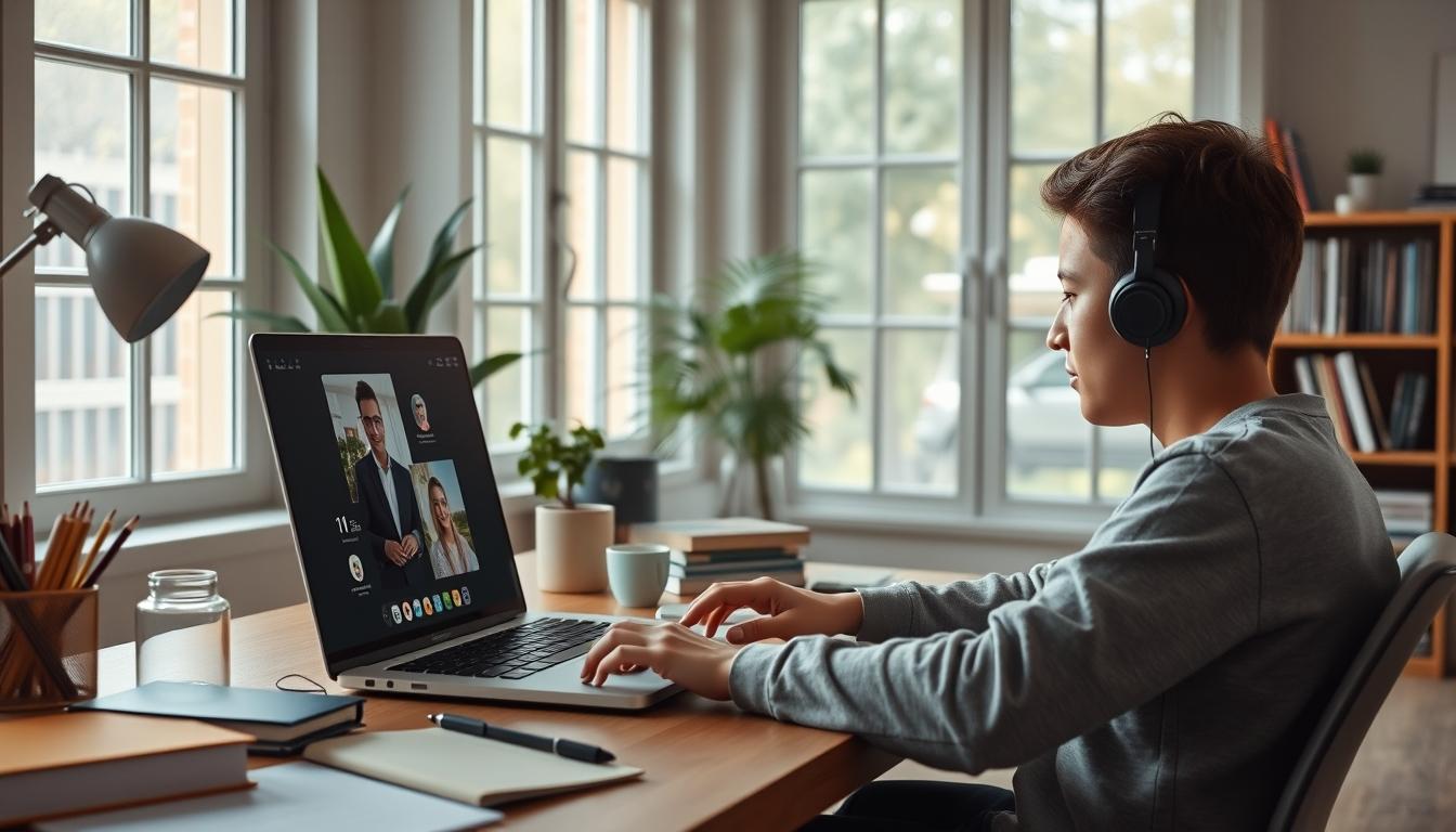 Student using online courses for flexible education